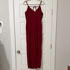 Everly Deep Red Strappy Jumpsuit